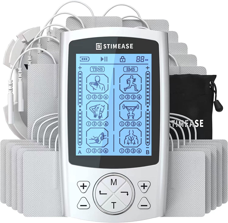 TENS Unit Muscle Stimulator, 24 Modes Dual Channel Rechargeable TENS EMS Machine for Pain Relief Therapy with 20 Electrode Tens Unit Replacement Pads