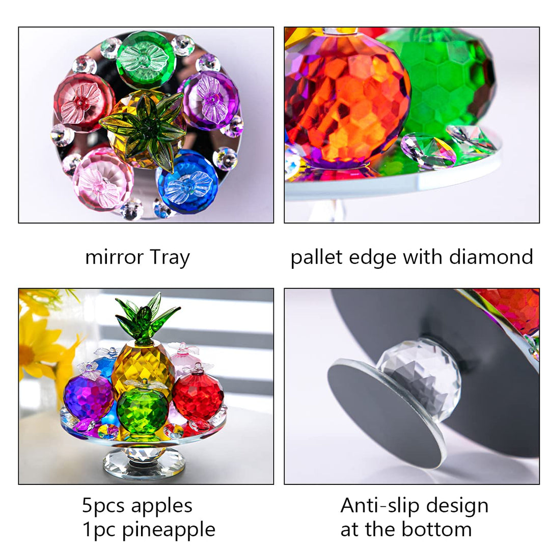 QFkris Crystal Faceted Apples and Pineapple Figurines C