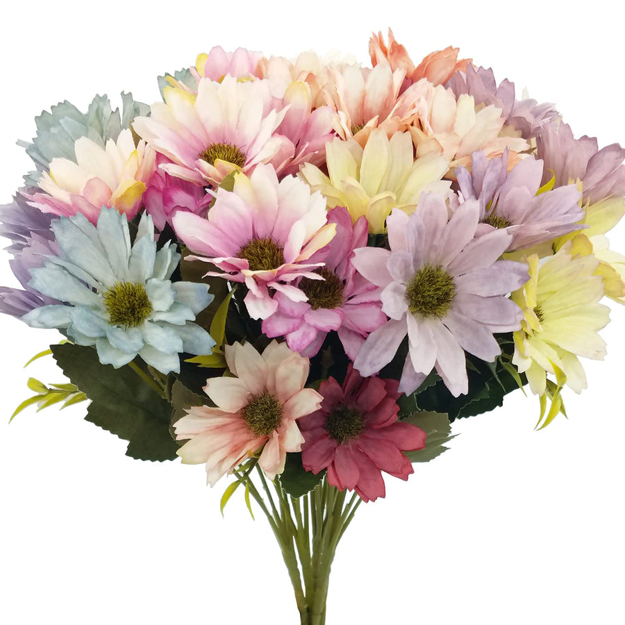 Silk Artificial Flowers 5 Pcs Fake Cosmos Faux Daisy Wildflowers for Indoor Outdoor Home Garden Porch Window Table Centerpieces Vase Wedding Party Decor