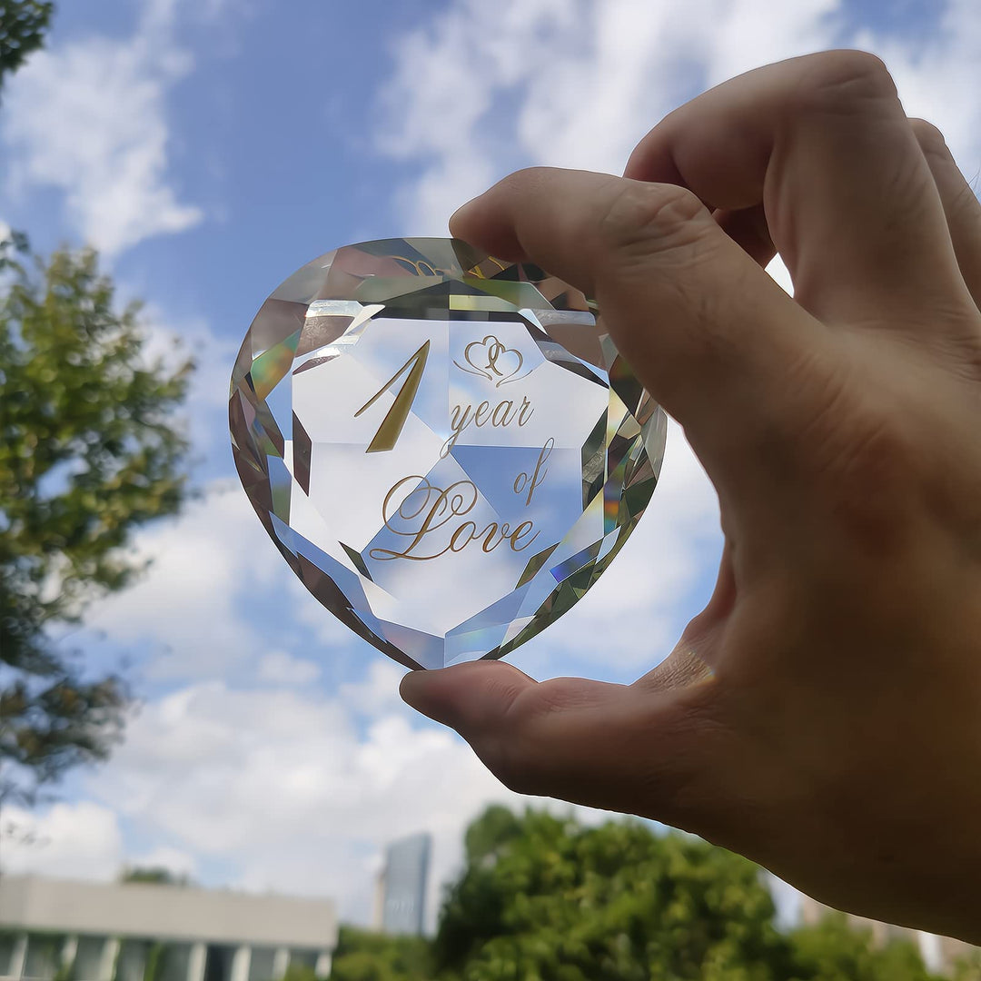 1 Year Anniversary Crystal Gifts for Her Him, 1st Wedding for Husband Wife Boyfriend or Girlfriend One Year Anniversary Marriage Presents