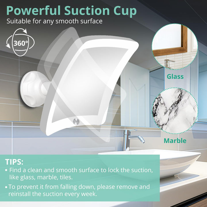 15X Magnifying Mirror with Light - Upgraded 2021 Version Lighted Makeup Mirror with Magnification, Led Magnified Mirror for Bathroom with Suction Cups, Lighting Adjustable, Dual Power Supply