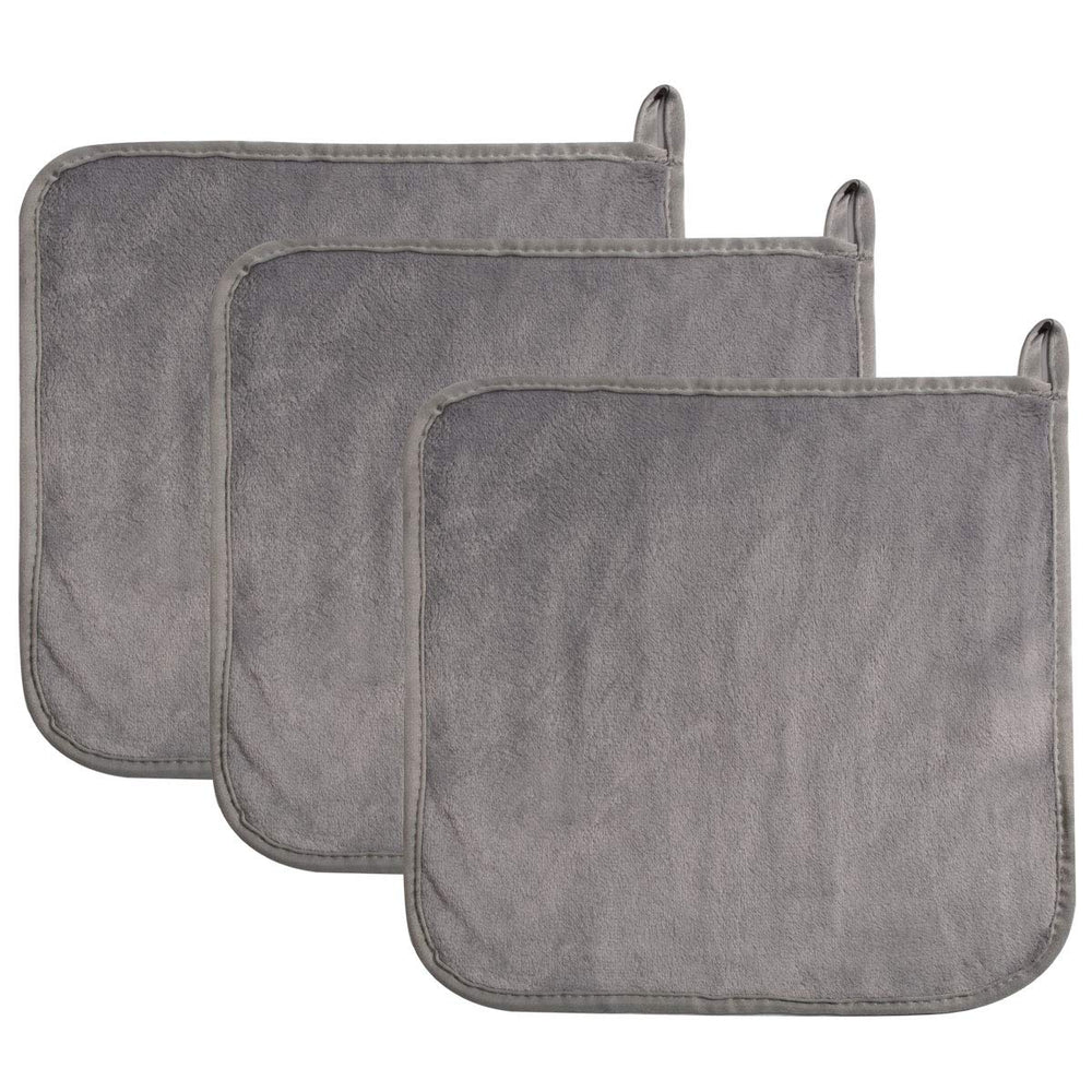 Microfiber Makeup Removal Cloths Ultra Soft Facial Cloths, Pack Of 3, 12 x 12-Inch Gray