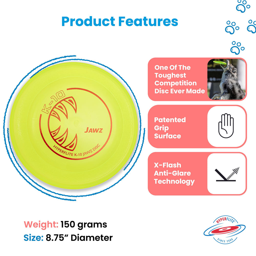 Jawz Dog Flying Disc - World's Toughest Training Dog Toy. Best Competition Flying Disc Toy for Pets, Puncture Resistant - 8.75 Inch