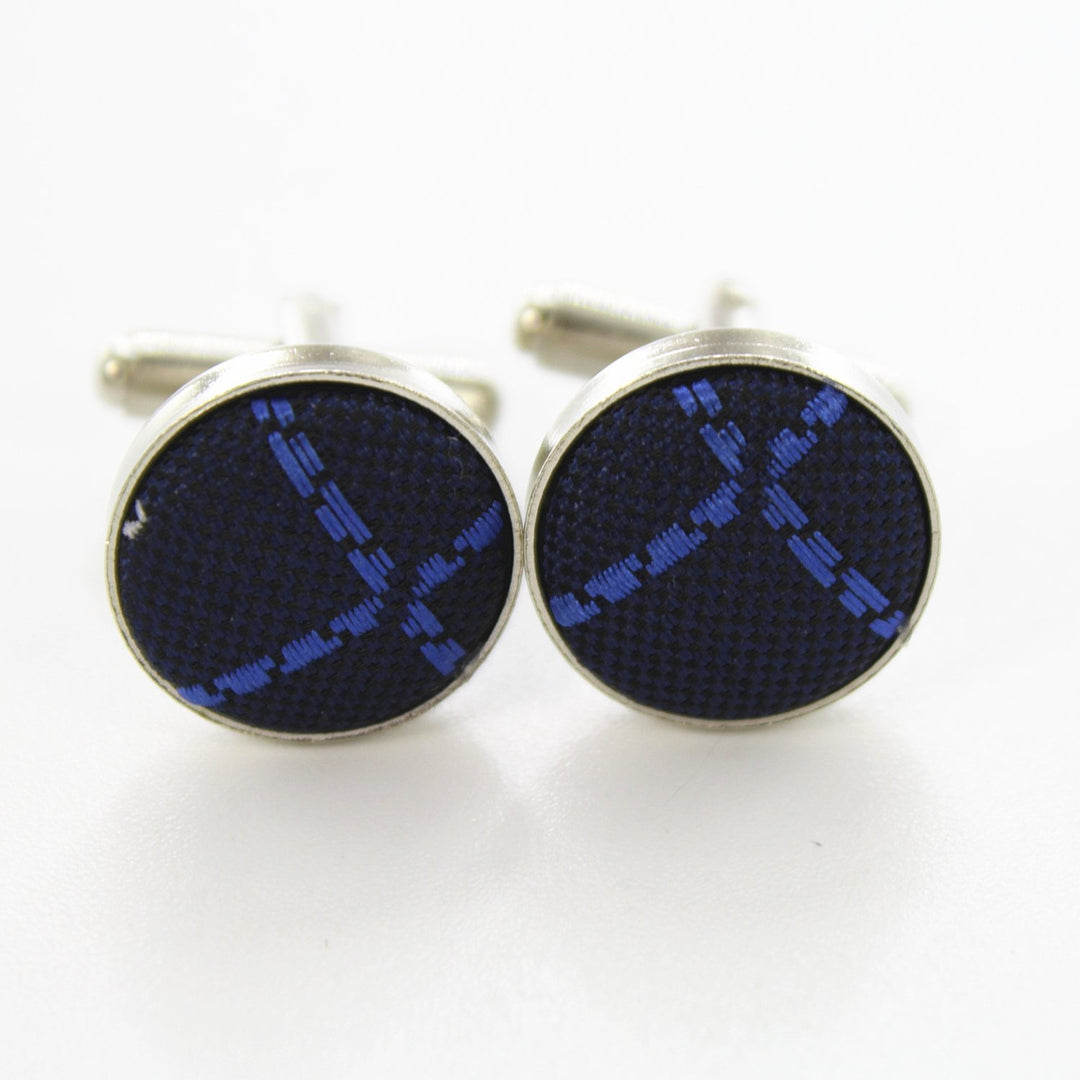 Fashion Men Tie Set Music Plaid Necktie with Handkerchief and Cufflinks (0726-42)