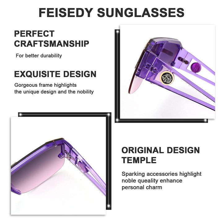 FEISEDY Square Flat Top Shield Sunglasses One Piece Fra