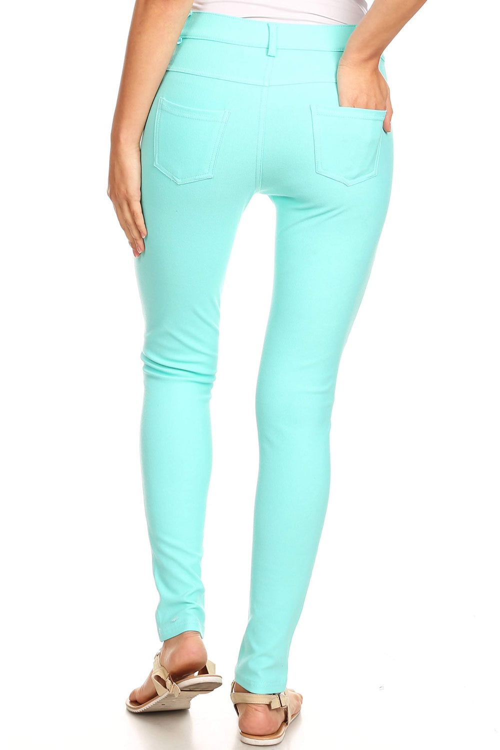 Womens Basic Five Pocket Stretch Jegging Tights Pants, Burgundy, Small