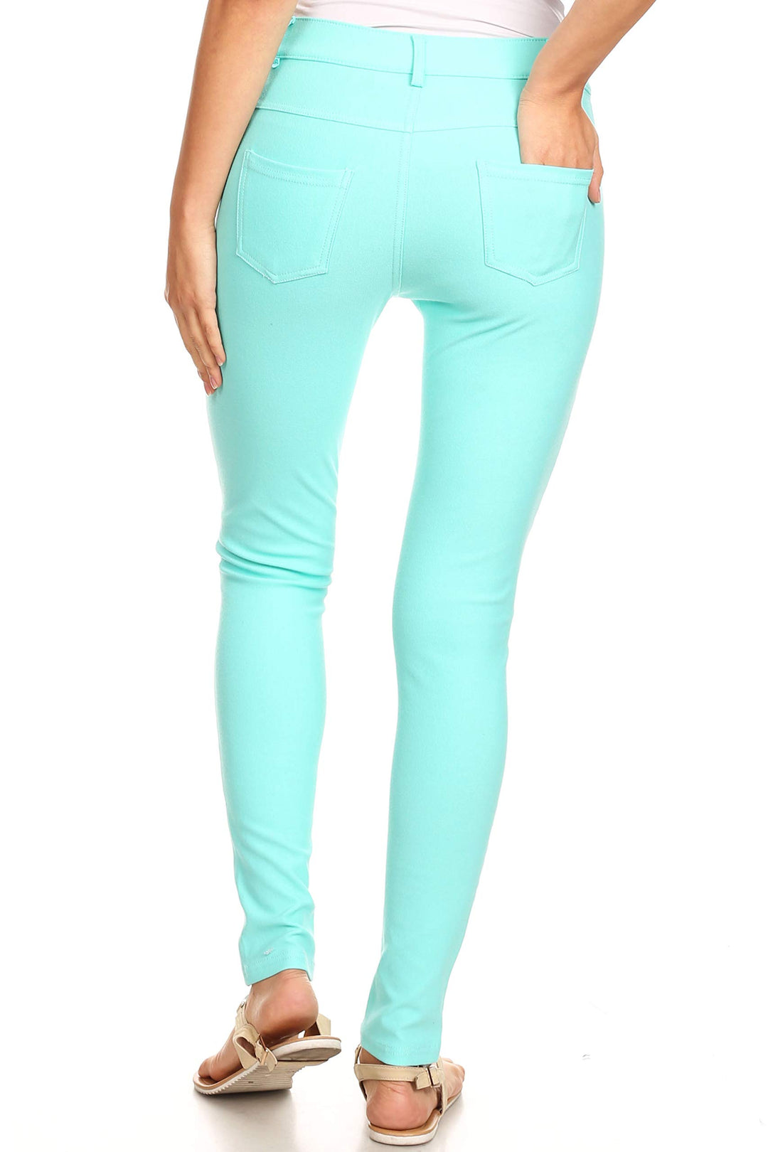 Womens Basic Five Pocket Stretch Jegging Tights Pants, Burgundy, Small