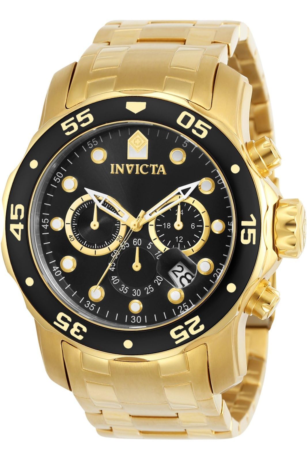 Men&#39;s 0072 Pro Diver Collection Chronograph 18k Gold-Plated Watch
