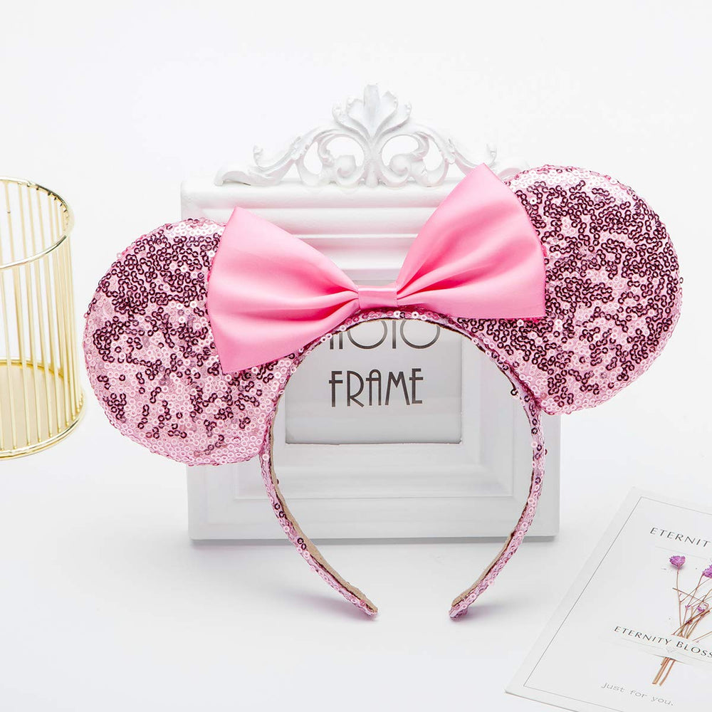 Minnie Ears Headband,Sequin Mouse Ears Headband One Size Fit All