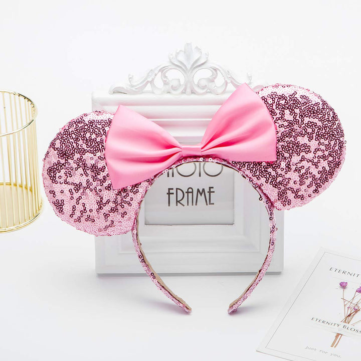 Minnie Ears Headband,Sequin Mouse Ears Headband One Size Fit All