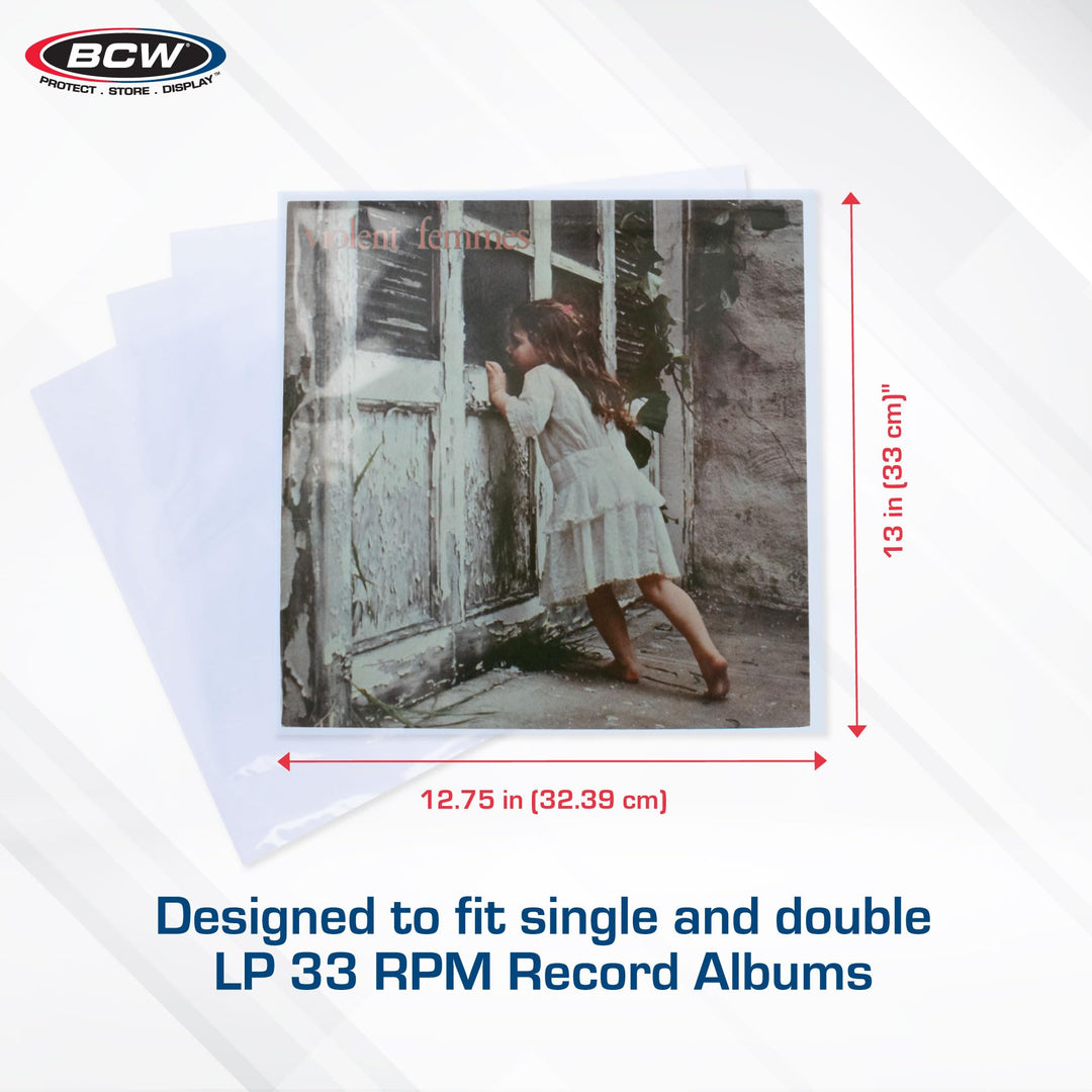 33 RPM Record Sleeves - 100 ct | Polypropylene Vinyl Record Outer Sleeves | 2 mil Thickness | Vinyl Record Album Protectors | Protective Sleeves for Vinyl Record Albums | Record Sleeves Outer
