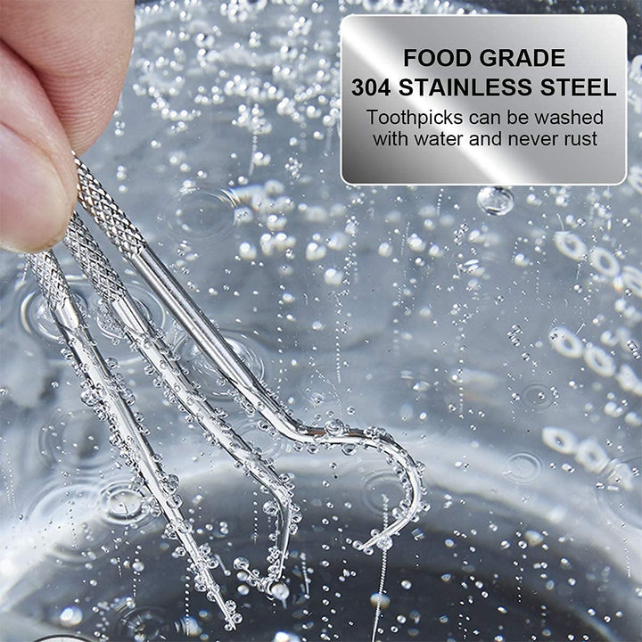 5 Pieces 2 Set Portable Metal Toothpicks,Titanium toothpick Stainless Steel Toothpick Reusable Toothpicks Holder for Outdoor Camping Picnic Travel