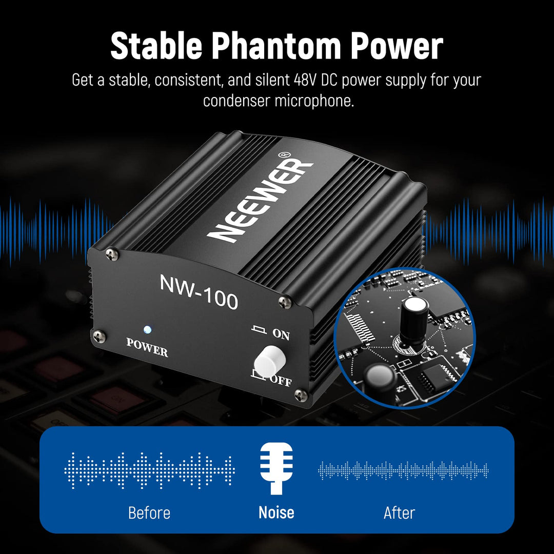 Neewer 1-Channel 48V Phantom Power Supply with Adapter,