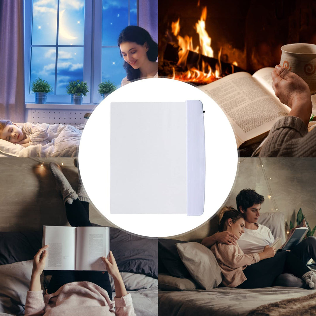Flat Book Light for Reading in Bed at Night Clear LED Book Full Page Light Illuminator Panel Plate Lamp Board Wireless (White)