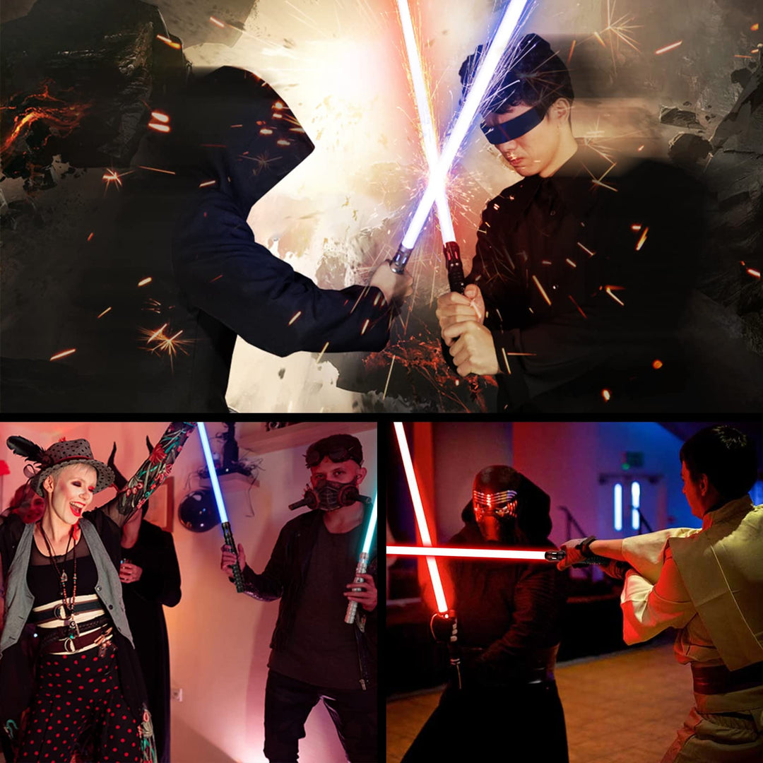 Dueling Light Saber - Smooth Swing Light Sabers 16 Colors Changeable FX Saber with 4 Sound Fonts, Metal Hilt Lightsabers for Teens Adults Heavy Dueling, FOC, Blaster (Black)