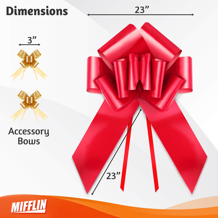 Mifflin-USA Big Car Bow (Satin Red, 23 inch) Butterfly 