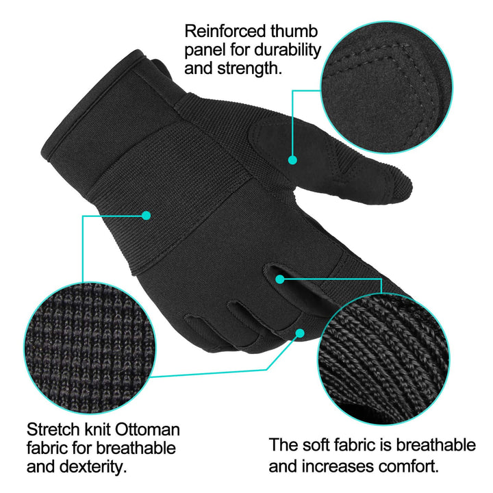 Work Gloves for Men Women 2-Pairs Light Duty Glove Synthetic Leather Palm Breathable Dexterity Touchscreen Mechanic Gloves Black Medium