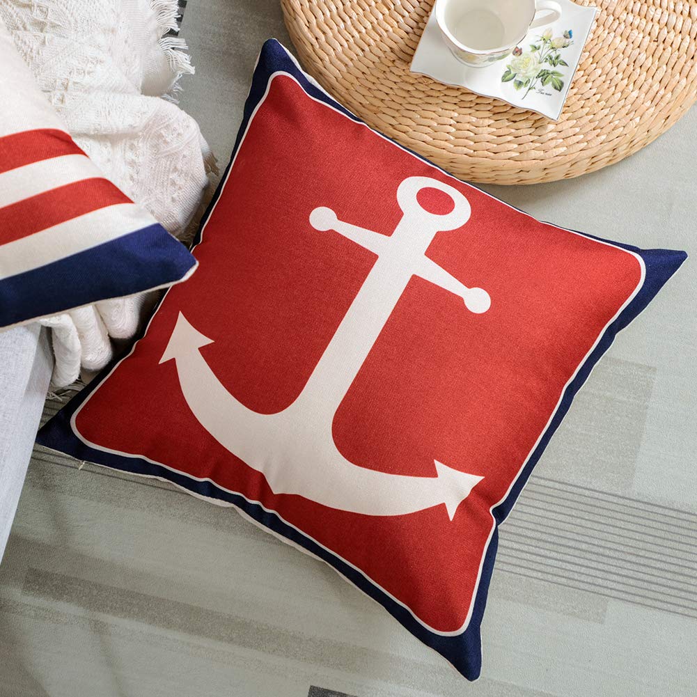 JOTOM Nautical Anchors Throw Pillow Covers 20 x 20 Inch