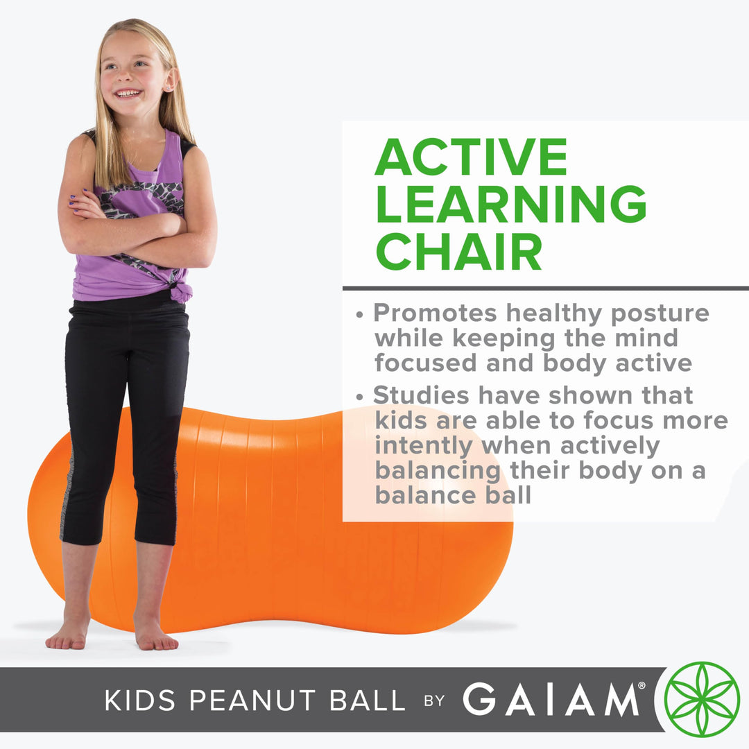 Active Seat Peanut Shaped Bounce Desk Chair -Exercise Yoga Balance Sitting Ball - Sensory Toys- Flexible Seating, Wiggle Seat for Boys and Girls - Orange