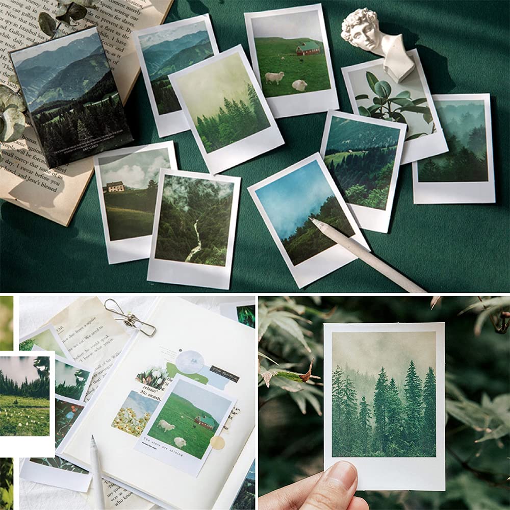 Landscape Nature Stickers Set (120 Pieces), Aesthetic Mountain Forest Sky Cloud Galaxy Space Moon Phase Sunset Natural Scenery Collage Pictures for Art Journaling Scrapbooking Junk Journal Supplies