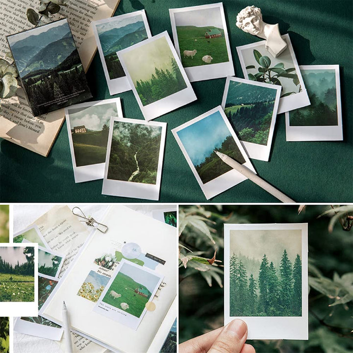 Landscape Nature Stickers Set (120 Pieces), Aesthetic Mountain Forest Sky Cloud Galaxy Space Moon Phase Sunset Natural Scenery Collage Pictures for Art Journaling Scrapbooking Junk Journal Supplies