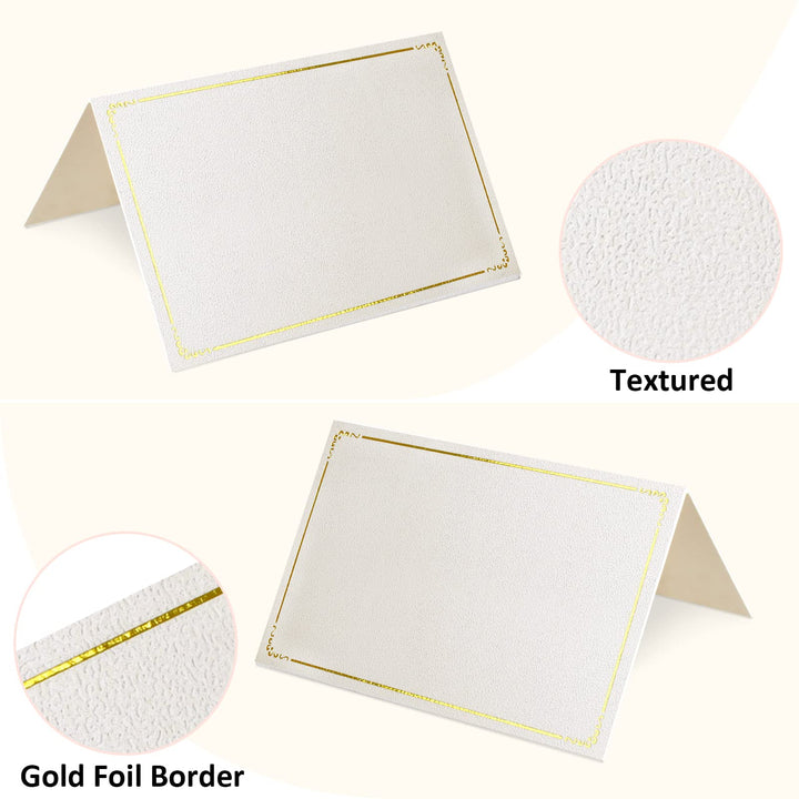 70 Pcs Place Cards Blank Fillable Banquet Seat Card with Gold Foil Frame, Place Cards for Table Setting, Escort Cards, Name Cards, Wedding Place Cards for Wedding, Table, Dinner Parties, 2.5 x 3.75