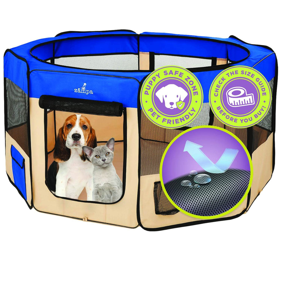 Pop Up Portable Medium 45x45x24 Playpen for Dog and Cat, Foldable | Indoor/Outdoor Pen & Travel Pet Carrier + Carrying Case