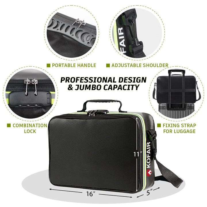 Fireproof Document Bag (16 x 11 x 5 inch) with Lock &amp; Reflective Strip, Fireproof Document Lock Box with Shoulder Strap, Multi-Layer Important Document Safe Storage, Fire Safe File Organizer