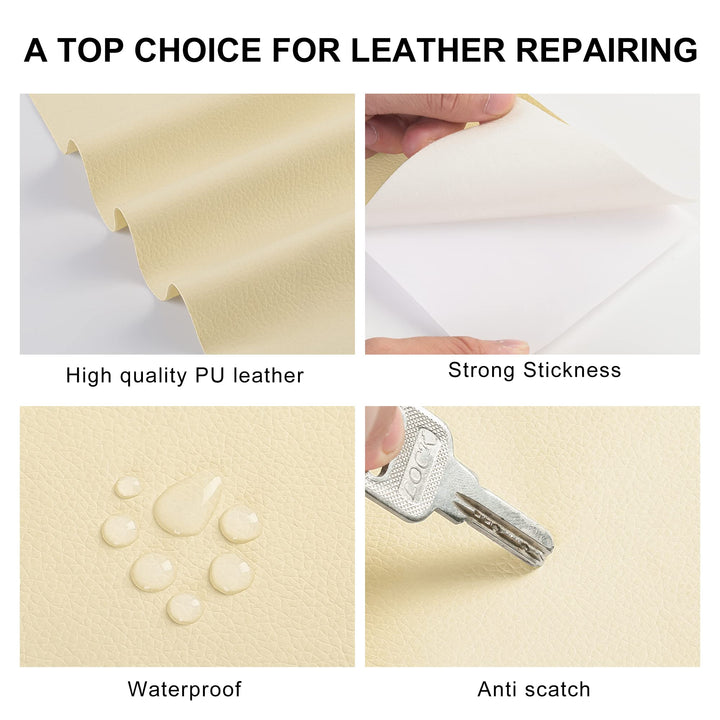 Leather Repair Patch for Furniture, 16 x 63Leather Repair Tape self Adhesive,Leather Repair Patch for car seat couches Sofa Jackets Handbags Beige