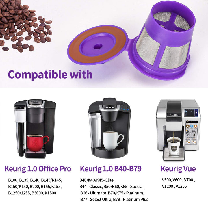 Reusable Keurig K Cups Pod Coffee Filters for Keurig 2.0 &amp; 1.0 Brewers, Universal Refillable KCups, Keurig filter, Reusable Kcup, K Cup K-cups Reusable Filter 4 Packs