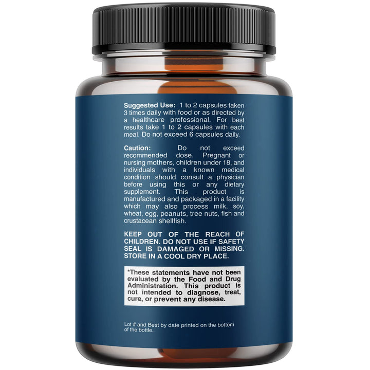Pure Digestive Enzyme Capsules with Lipase Amylase Protease - Aids Digestive System Natural Immune System Booster - Breaks Down Carbohydrates Reduce Bloating Gas Digestive Enzymes Pills
