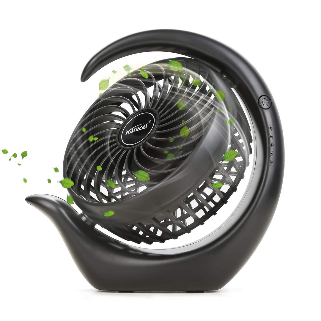 Rechargeable Battery Operated Fan, Portable 3 Speeds USB Desk Fan, 3600mAh Long Life Power, 180 Degree Rotating for Office, Travel, Camping - Blue