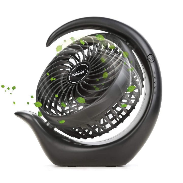 Rechargeable Battery Operated Fan, Portable 3 Speeds USB Desk Fan, 3600mAh Long Life Power, 180 Degree Rotating for Office, Travel, Camping - Blue