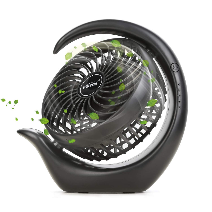 Rechargeable Battery Operated Fan, Portable 3 Speeds USB Desk Fan, 3600mAh Long Life Power, 180 Degree Rotating for Office, Travel, Camping - Blue