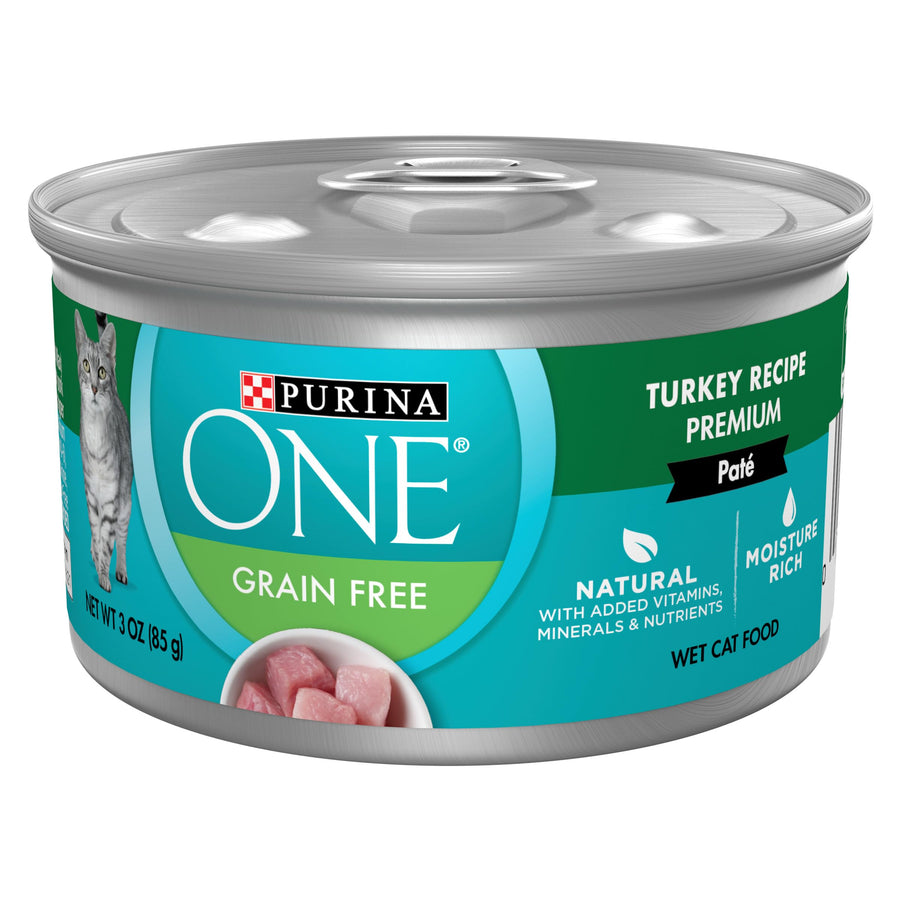 Natural, High Protein, Grain Free Wet Cat Food Pate, Turkey Recipe - (Pack of 24) 3 oz. Pull-Top Cans