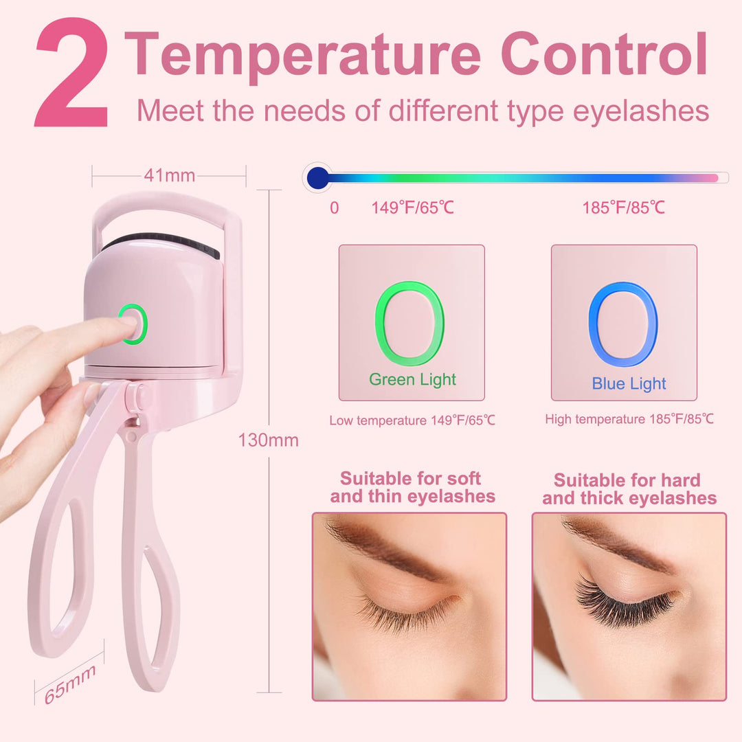 Electric Heated Eyelash Curler USB Rechargeable 2 Heating Modes Heated Lashes Curling Quick Natural Long Lasting Lash Tool Eyelash Curler