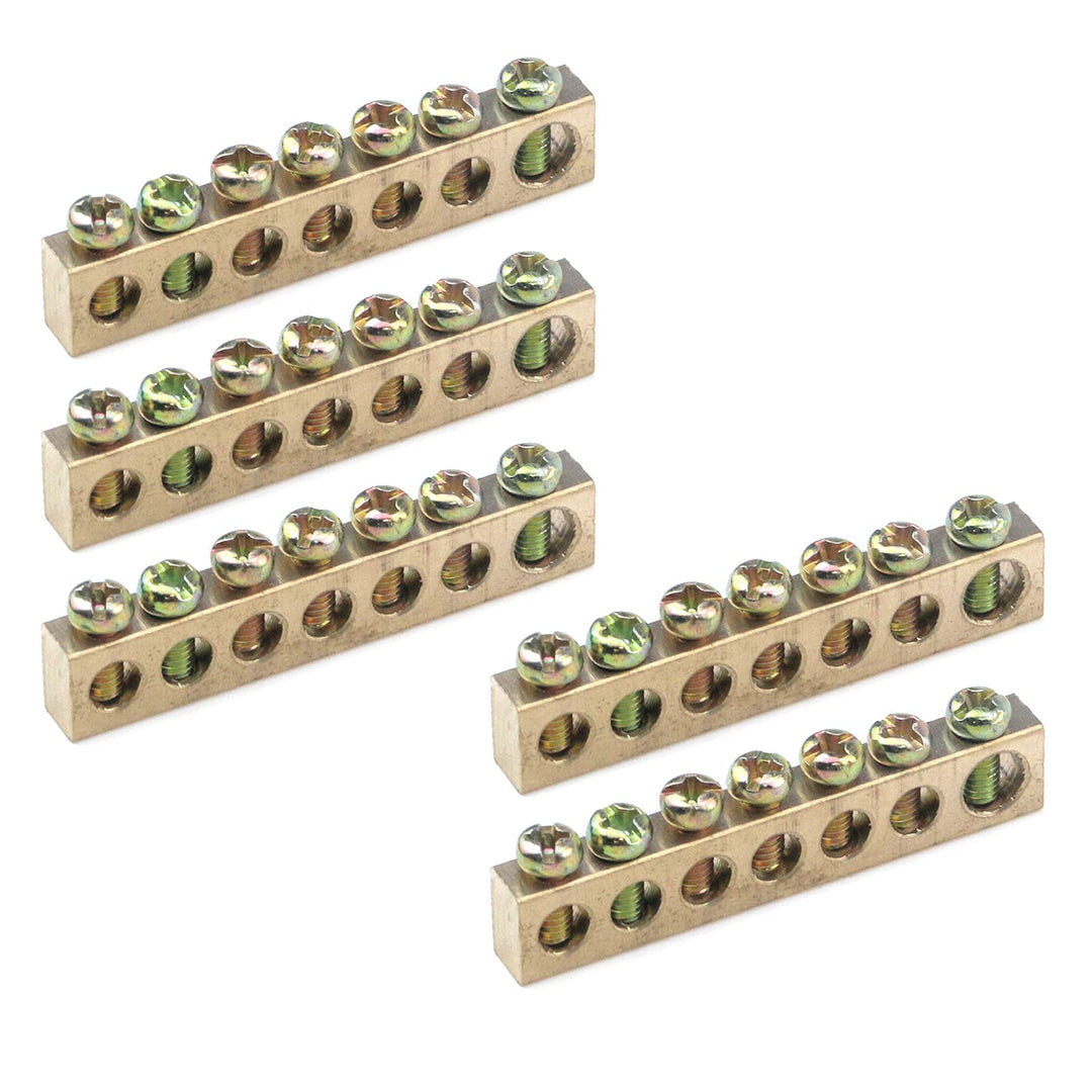 7 Positions Terminal Ground Bar Electrical Wire Screw Terminal Ground Copper Neutral Bar Pack of 5