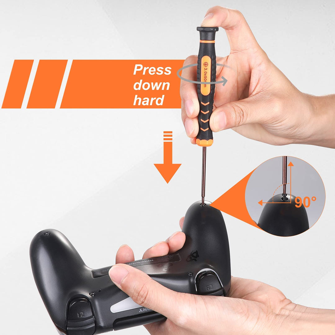 JOREST Cleaning Repair Tool Kit for PS3 PS4 PS5, with PH00 PH0 PH1 and T8 Torx Security Screwdriver, Crowbars, Tweezers, Brush, Grip Caps, Screws, Accessories for PS3/4/5 Controller and Console