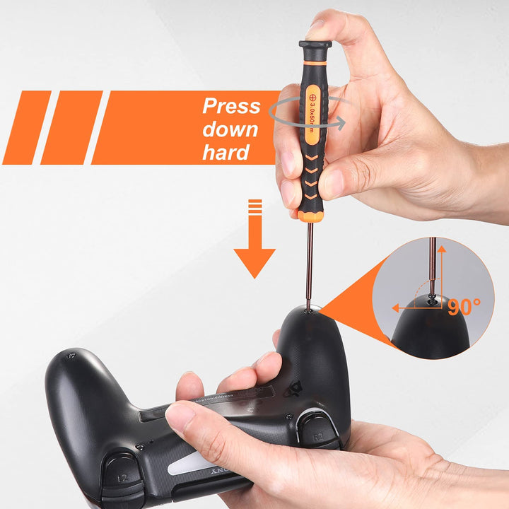 JOREST Cleaning Repair Tool Kit for PS3 PS4 PS5, with PH00 PH0 PH1 and T8 Torx Security Screwdriver, Crowbars, Tweezers, Brush, Grip Caps, Screws, Accessories for PS3/4/5 Controller and Console