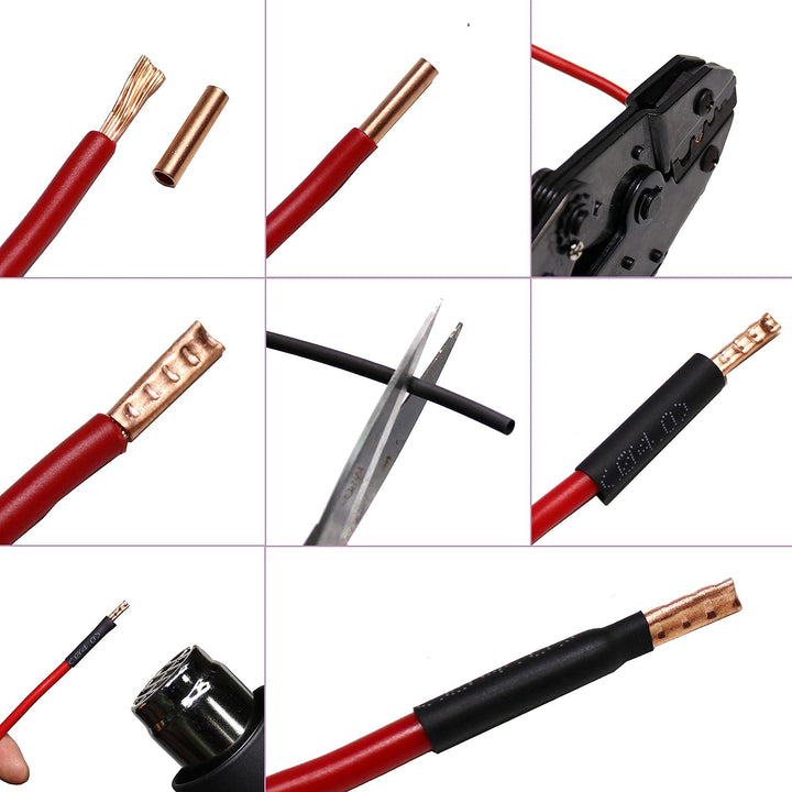 970Pcs Wire Ferrules Kit Tinned Copper Crimp Connector Non Insulated Electrical Cable Pin Cord End Terminal Assortment Kit with 48Pcs Heat Shrink Tubing