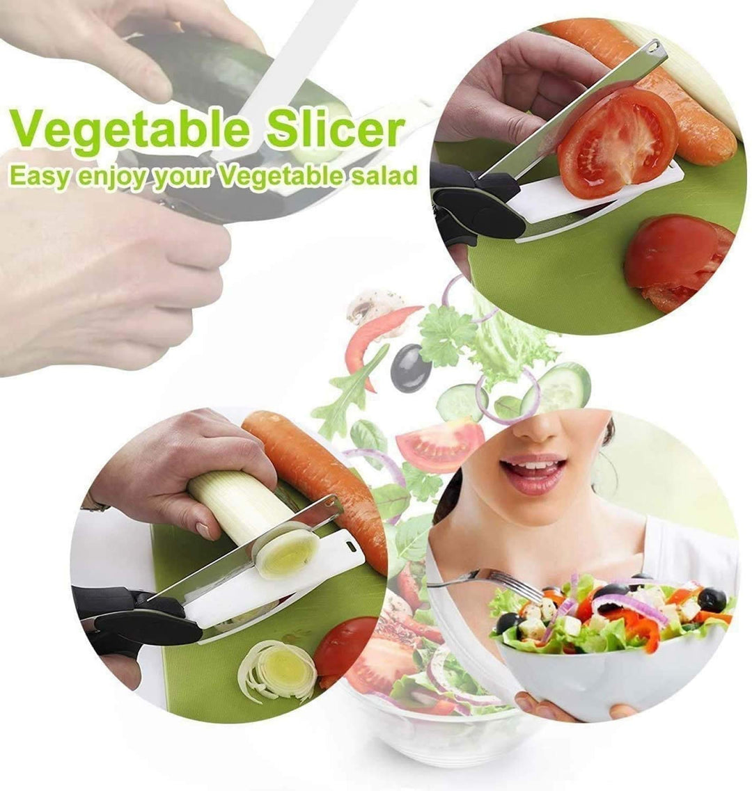 Kitchen Food Scissors, Food Cutter Chopper Clever Stainless Steel Knife with Cutting Board Built-in-Use for Quick and Easy Cutting in Your Kitchen as Food shears,Vegetable Slicer,Fruit Cutter