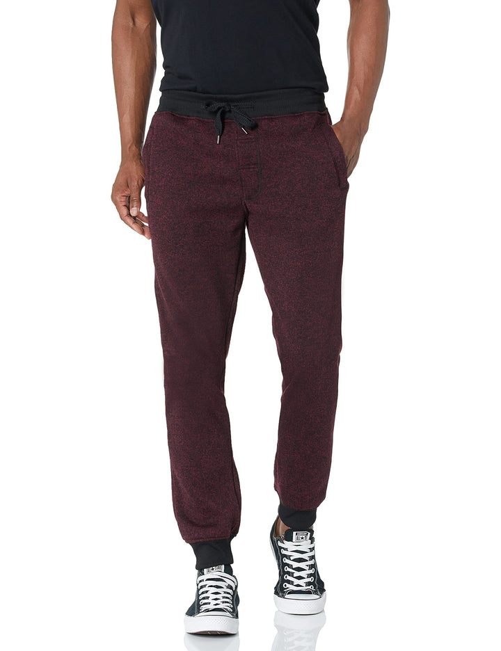 Men&#39;s Basic Fleece Marled Jogger Pant, Burgundy(Marled), Medium
