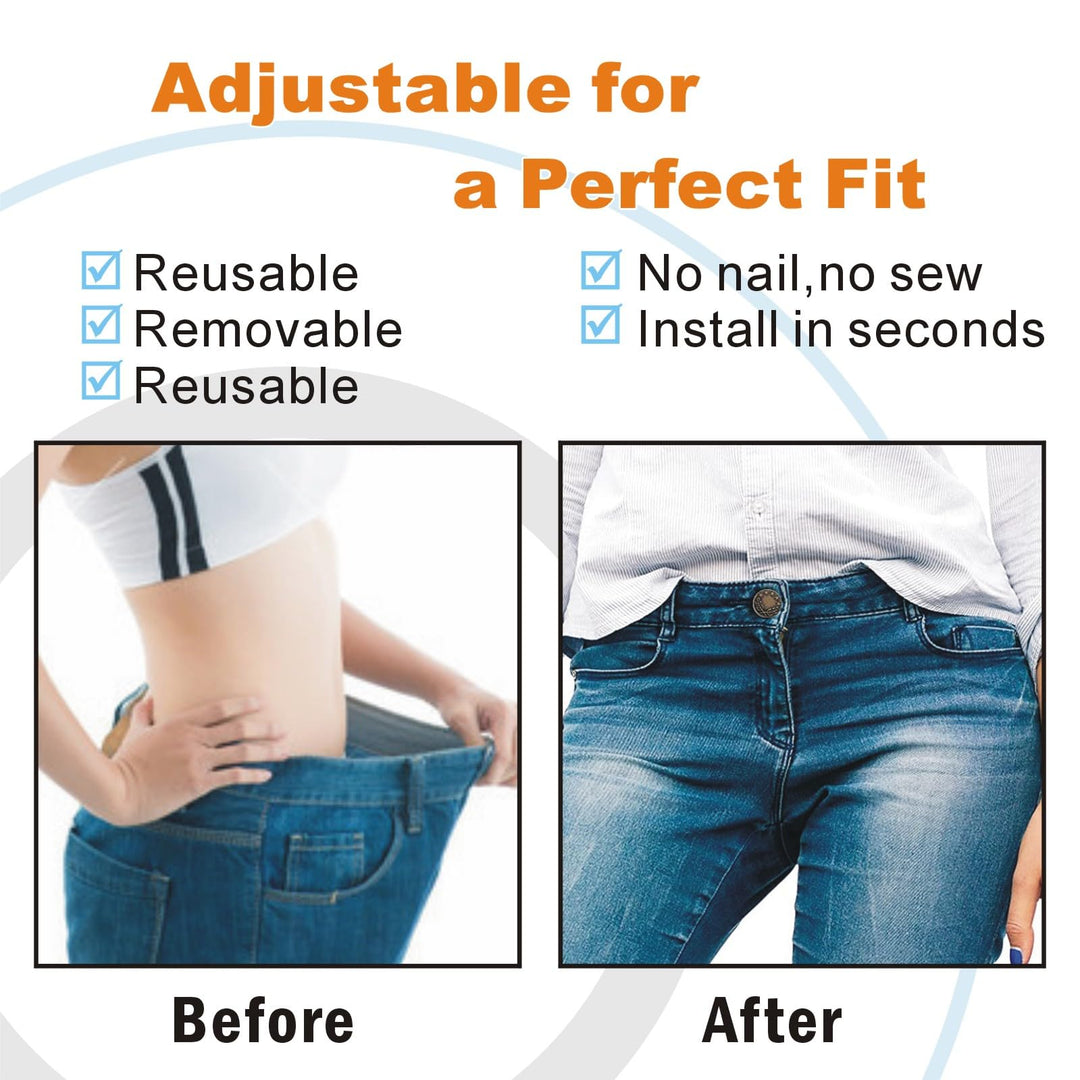 FlyingLeaves 12PCS Metal Jeans Button Replacement Kit - Easy Install Snap Buttons for Denim, Adjustable Waist, No Sew Tool-Free Fasteners, Durable &amp; Removable Jean Button Pins for Pants, Jackets