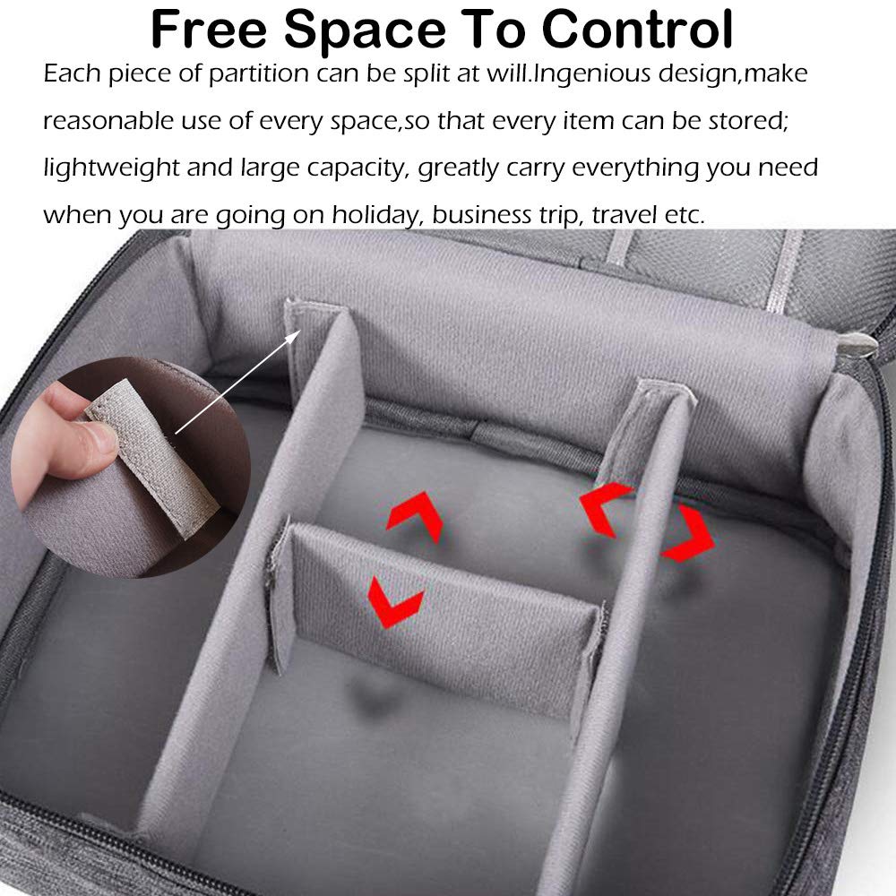 Electronics Accessories Organizer Bag, Universal Travel Digital Accessories Storage Bag for Portable Charger, Cables, Earphone, Ipad Mini, iPhone, Cord, Customize Inside with Dividers - Blue