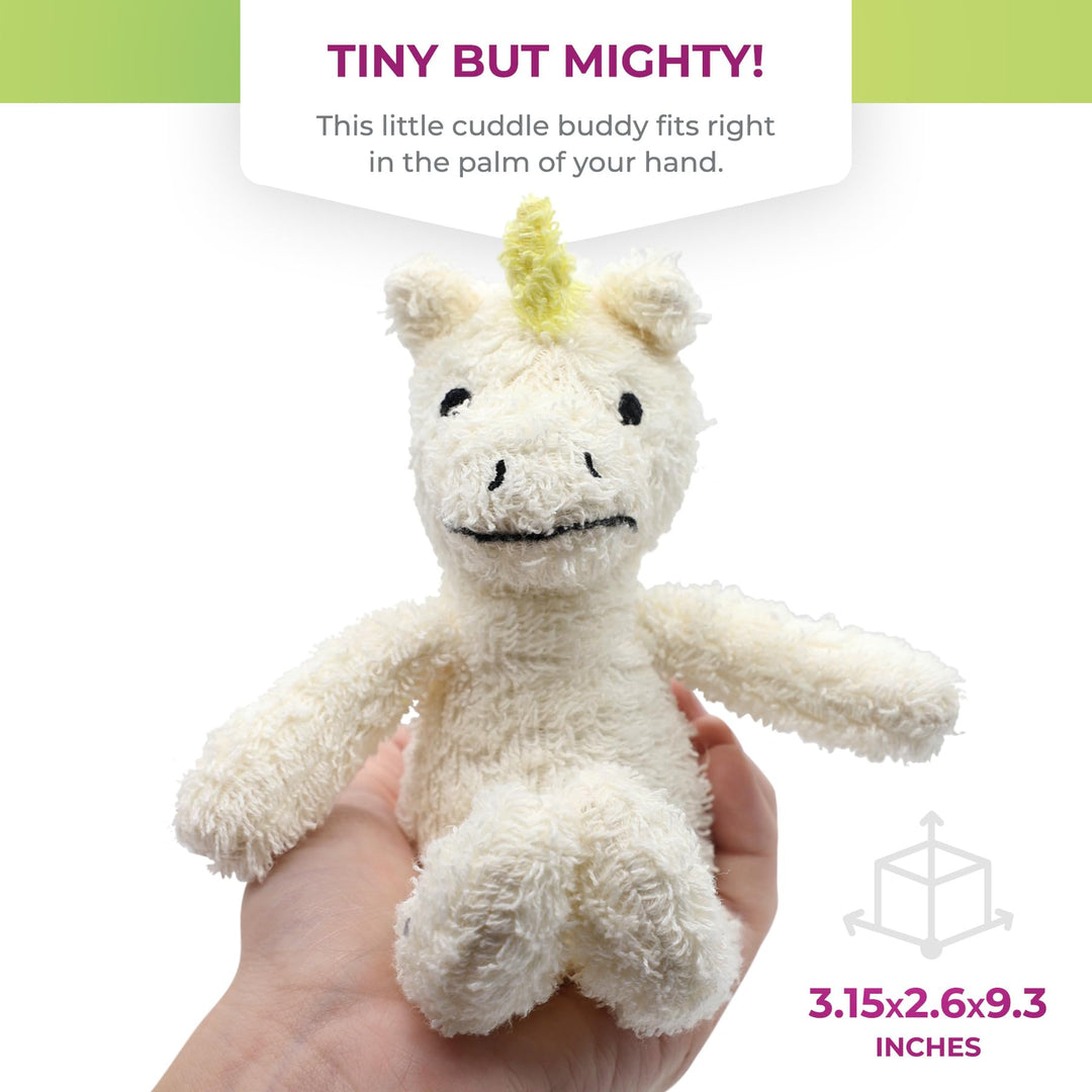 Zoo - Mini Microwavable Stuffed Animal - Plush Toy and Hot Cold Pack - Juno The Unicorn - 3.15 x 2.6 x 9.3 in