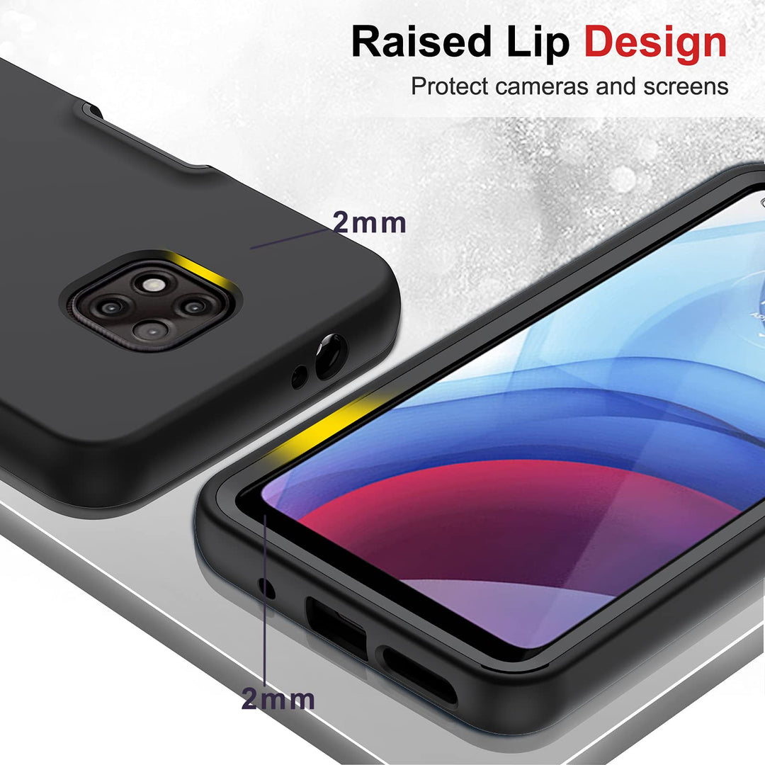 for Moto G Power 2021 Case, Motorola G Power Case with [2 x Tempered Glass Screen Protector] for Women Men, Full-Body Shockproof Soft Silicone Protective Phone Case for Moto G Power, Black