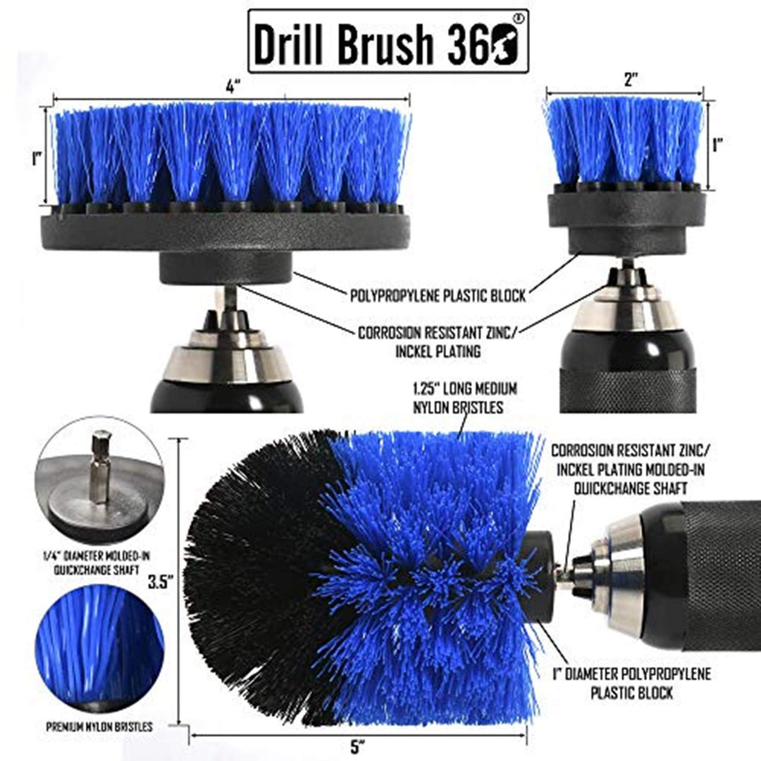 ORIGINAL Drill Brush 360 Attachments 3 pack kit -Blue A