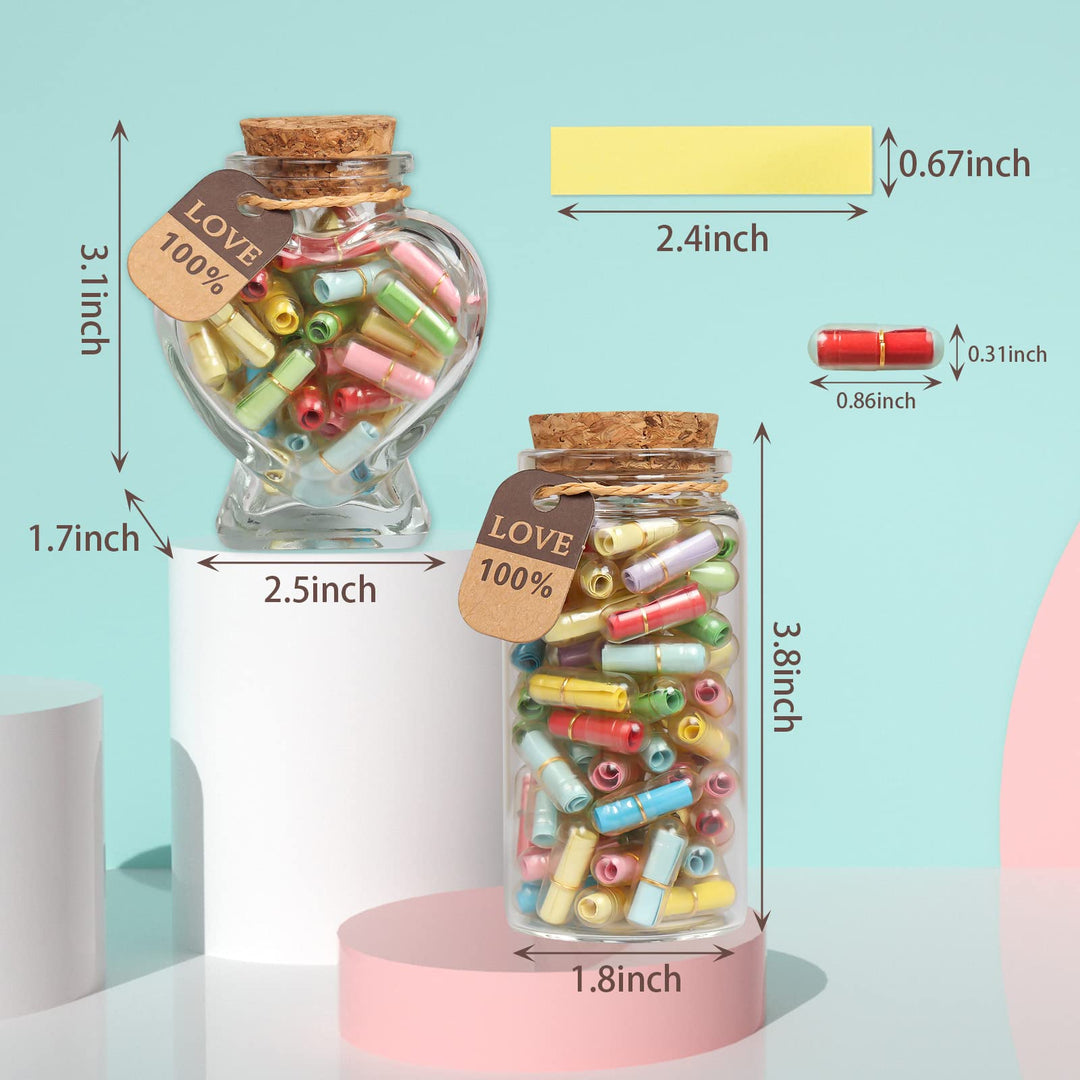 Capsule Letters Message in a Bottle,Lovely Notes Couples Gifts, Birthday Christmas Anniversary Valentines Mothers Day Gifts. (Transparent Color 51PCS)