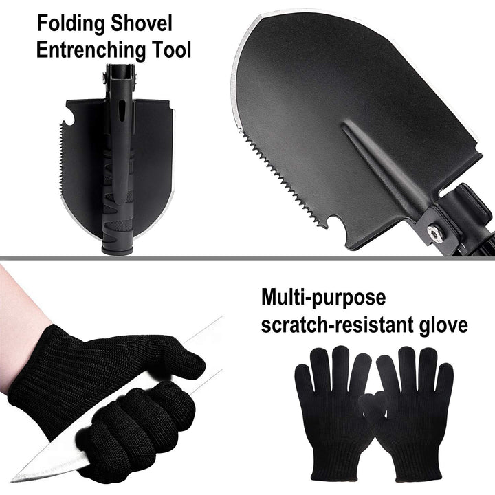 Survival Camping Shovel Multi-Purpose Military Folding Shovel Entrenching Tool Shovel for Garden, Camping, Hiking, Backpacking, Gardening, Fishing, and Car Emergency