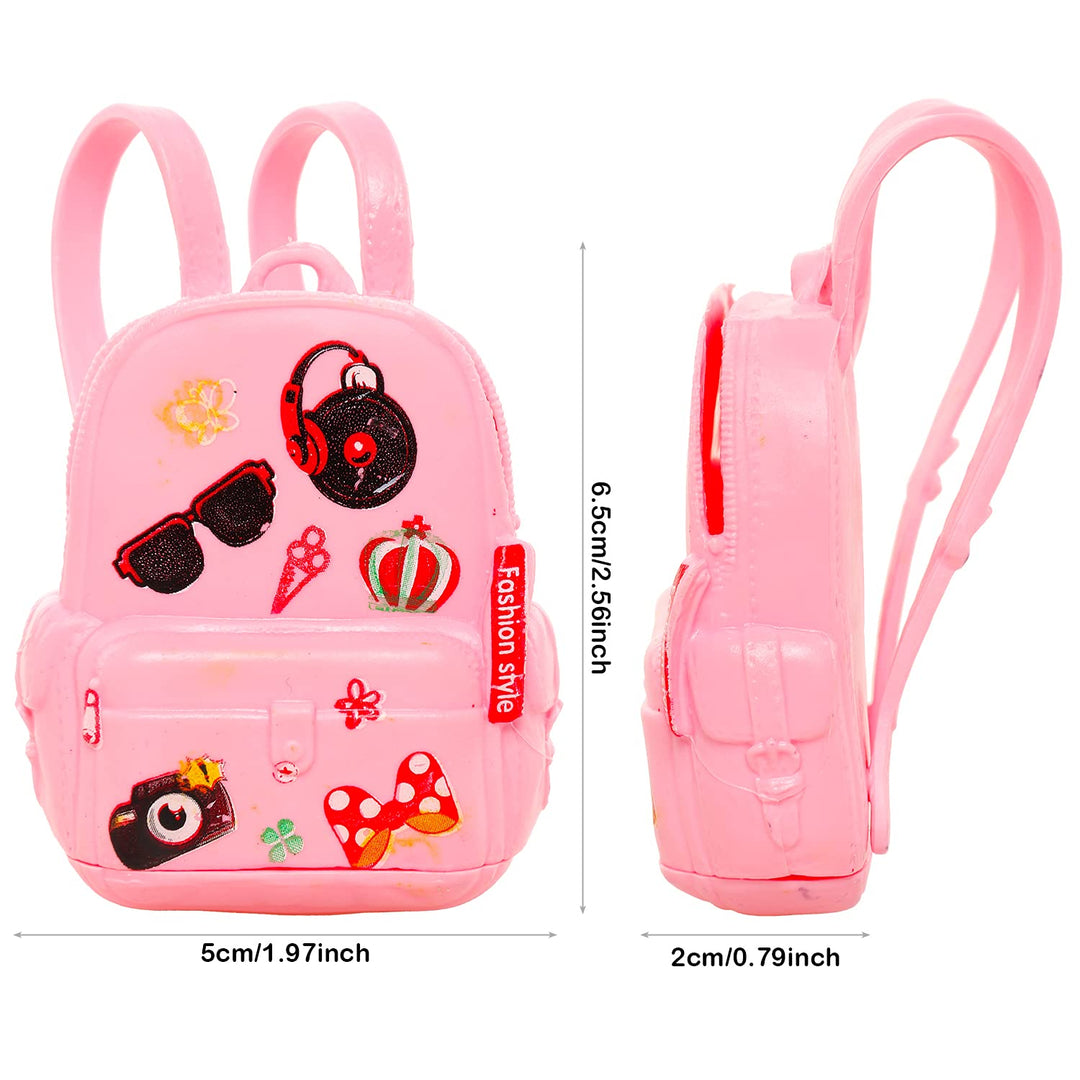 19 Pcs Girl Doll School Accessories Mini Doll Backpack Mini Desk Lamp Laptop Mini Globe Glasses and Headset for 11.5 Inch Doll School Playset